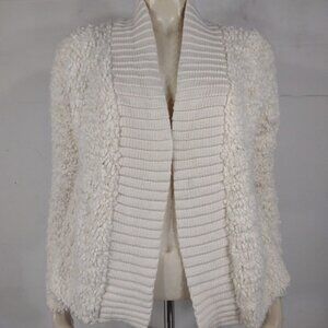 Sleeping on Snow ivory chunky knit textured open front cardigan ladies XS